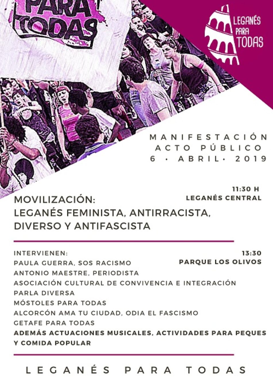 6 de abril: Manifestación y eventazo «Por la convivencia y la diversidad»