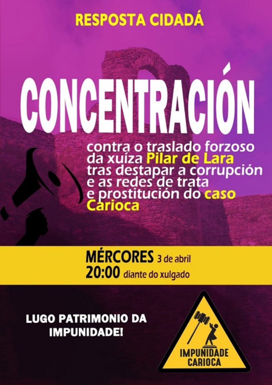 Esquerda Unida rexeita a decisión do poder xudicial de apartar a Pilar de Lara da instrucción do ‘Caso Carioca’ tras destapar redes de trata e corrupción