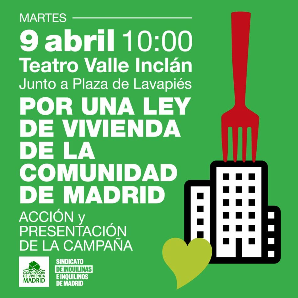 El movimiento de vivienda se une por una Ley Autonómica de Vivienda para la Comunidad de Madrid