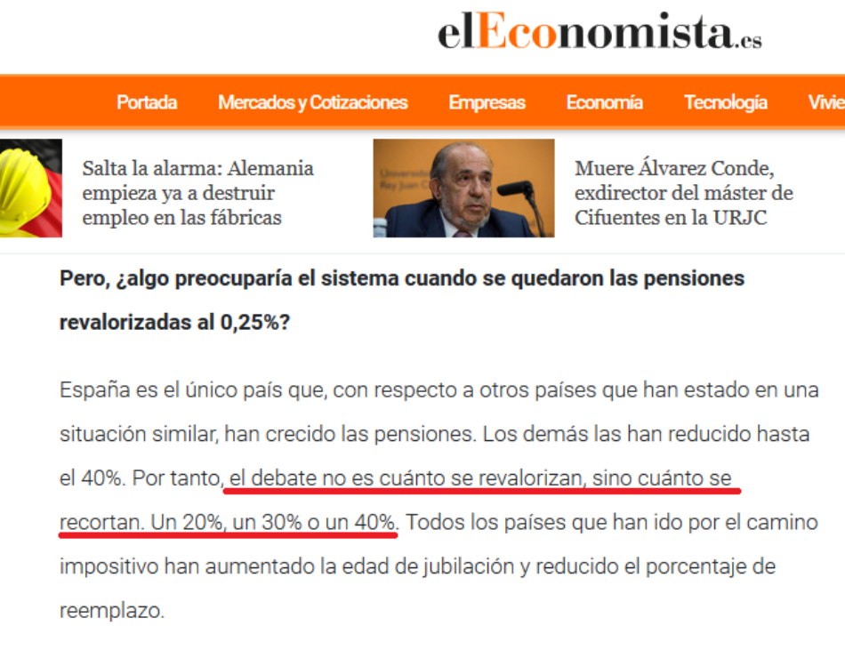 Daniel Lacalle niega ahora sus propias palabras sobre las pensiones: «el debate no es cuánto se revalorizan, sino cuánto se recortan. Un 20%, un 30% o un 40%»