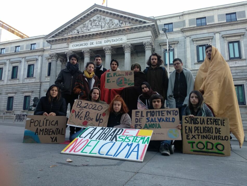 Un grupo de jóvenes pasaron la noche frente al Congreso en apoyo al grupo internacional de Fridays for Future