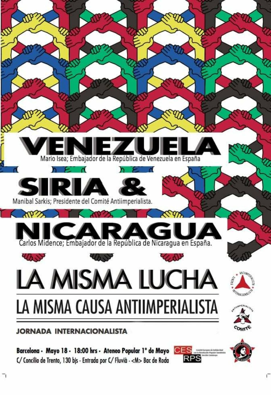 Venezuela, Siria y Nicaragua: La misma lucha, la misma causa antiimperialista. Acto en Barcelona