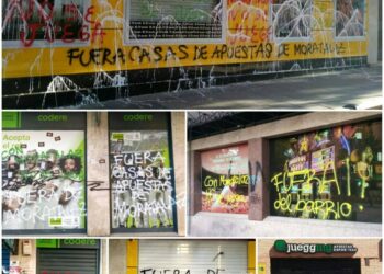 Casas de apuestas en Madrid y otras ciudades amanecieron con pintadas de protesta desde el pasado viernes