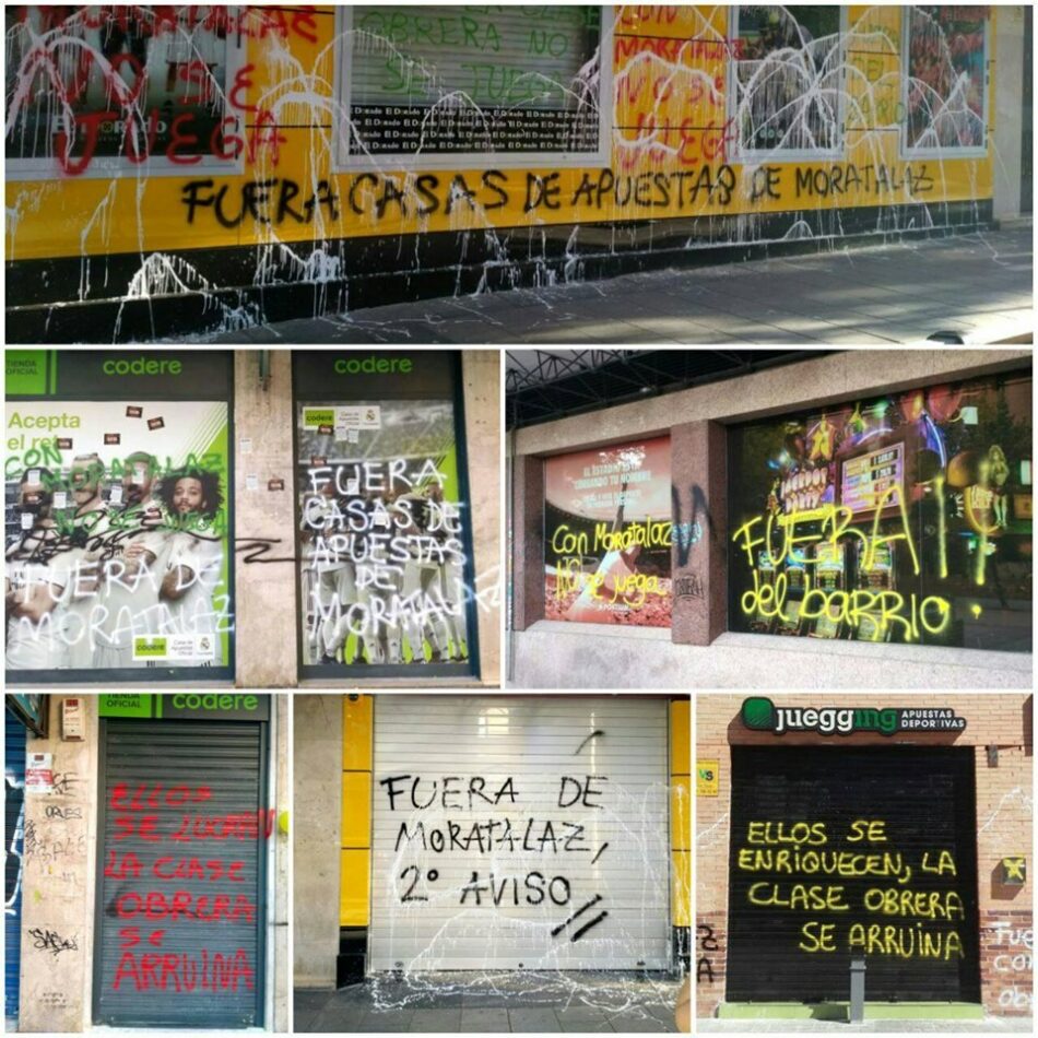 Casas de apuestas en Madrid y otras ciudades amanecieron con pintadas de protesta desde el pasado viernes