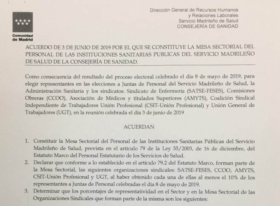 SATSE estudia impugnar la Mesa Sectorial de Sanidad