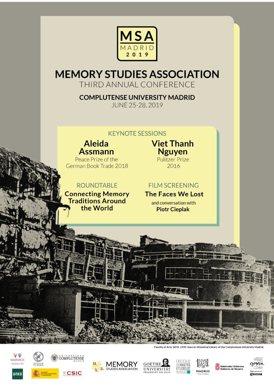 Madrid, capital de la memoria / 25 – 28 de junio: Congreso de la Memory Studies Association