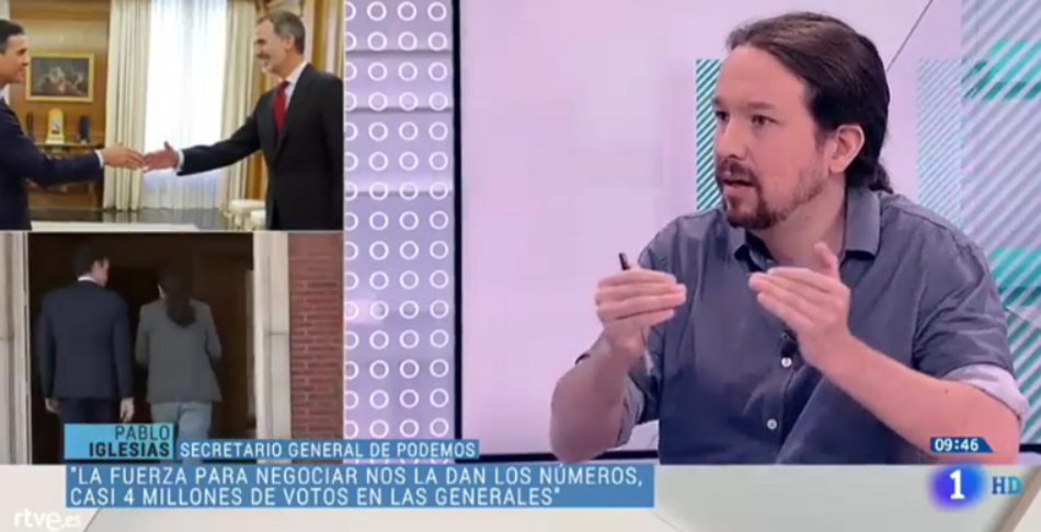 Iglesias, sobre el pacto de Gobierno con el PSOE: «con el peso que tenemos entiendo que nos corresponden carteras que tengan que ver con la aplicación de derechos sociales»