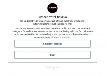 Instagram cierra la cuenta de Spanish Revolution tras un ataque coordinado de la extrema derecha