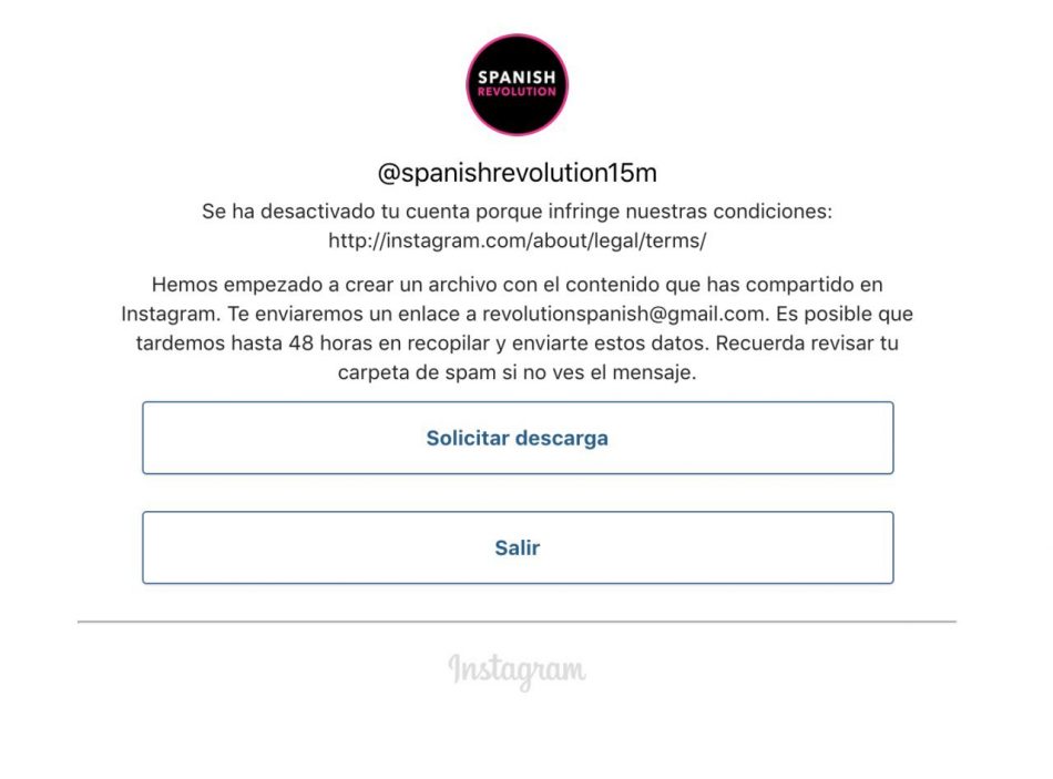 Instagram cierra la cuenta de Spanish Revolution tras un ataque coordinado de la extrema derecha