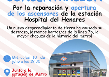Concentración vecinal para reclamar la reapertura de los ascensores de la estación de Metro Hospital del Henares