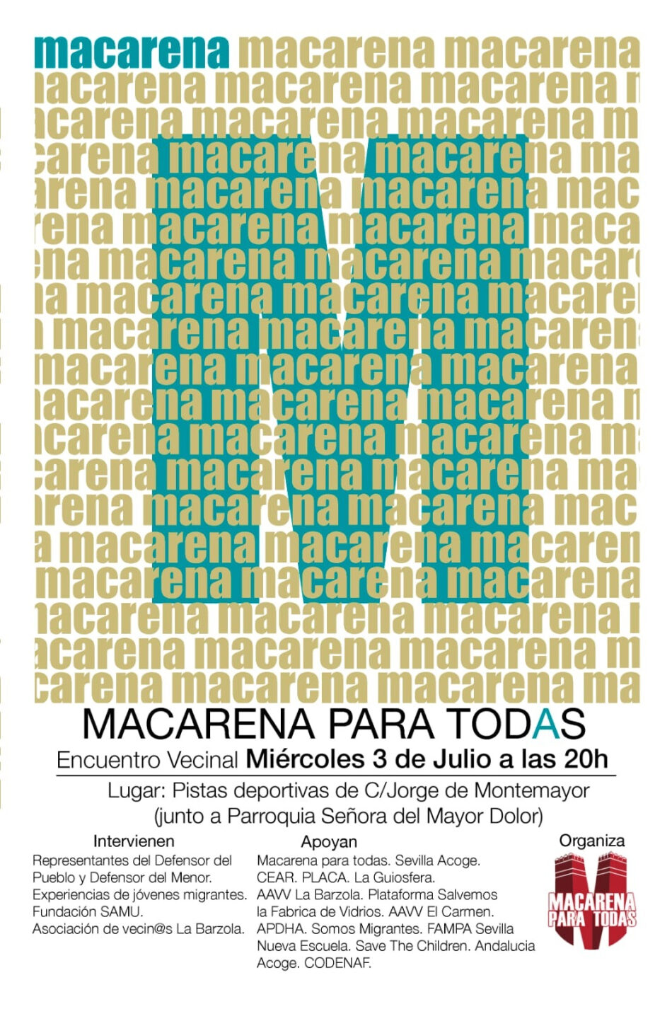 Entidades vecinales, ONGs y colectivos sociales organizan un acto solidario con los menores migrantes acogidos en la Macarena