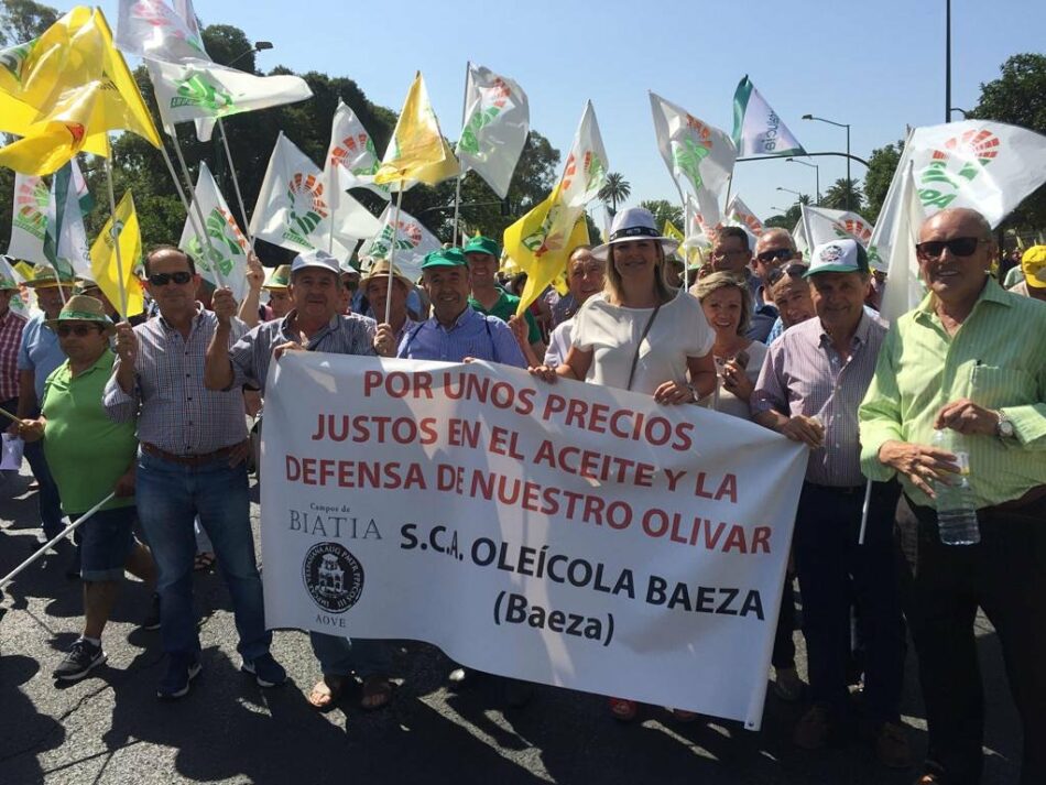 Miles de olivareros protestan por «el robo» en el precio del aceite, que se sitúa actualmente por debajo de los costes de producción