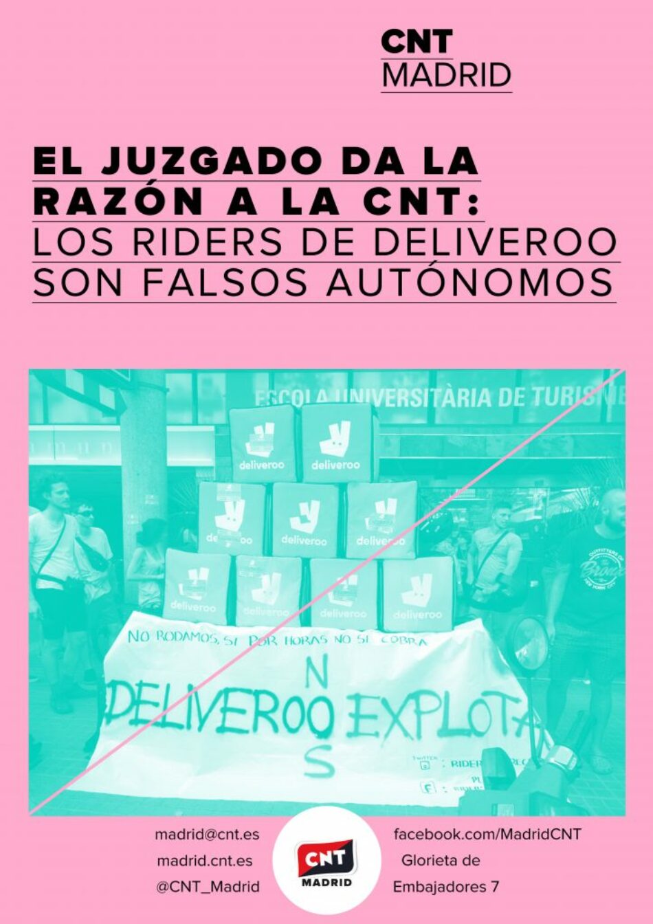 El Juzgado da la razón a la CNT: Los «riders» de Deliveroo son falsos autónomos