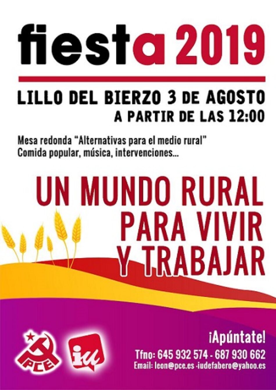 El PCE e IU de Fabero celebran su fiesta anual el 3 de agosto en Lillo del Bierzo