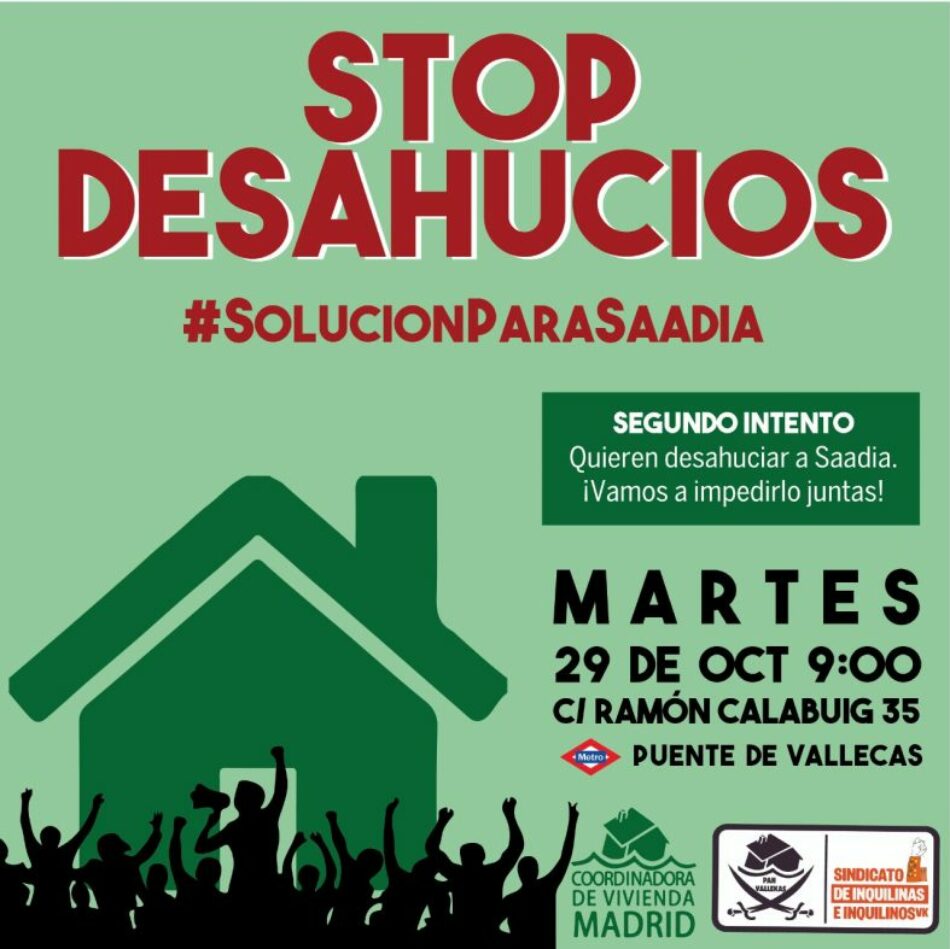 #SolucionParaSaadia: otro intento de desahucio este martes en Vallecas