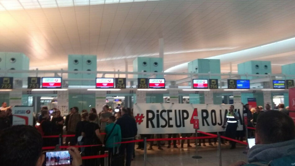 Acción contra la invasión de Rojava en el aeropuerto de Barcelona