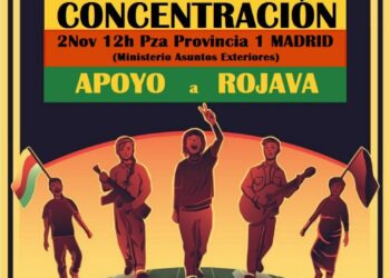 Concentración de apoyo a Rojava, el 2 de noviembre frente al Ministerio de Asuntos Exteriores en Madrid