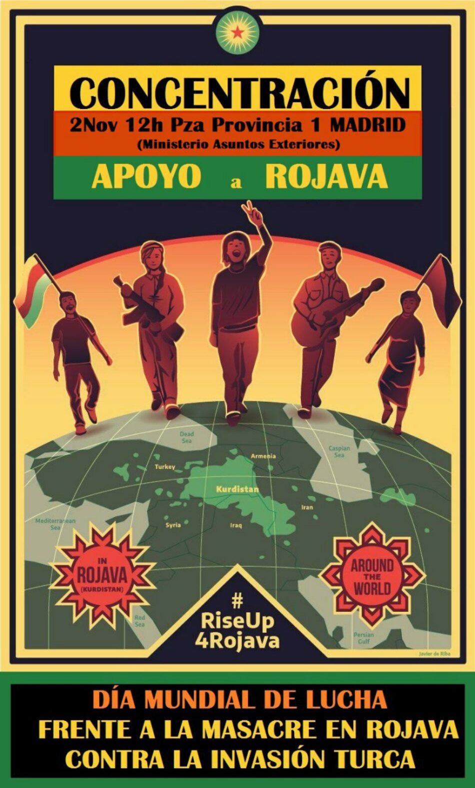 Concentración de apoyo a Rojava, el 2 de noviembre frente al Ministerio de Asuntos Exteriores en Madrid