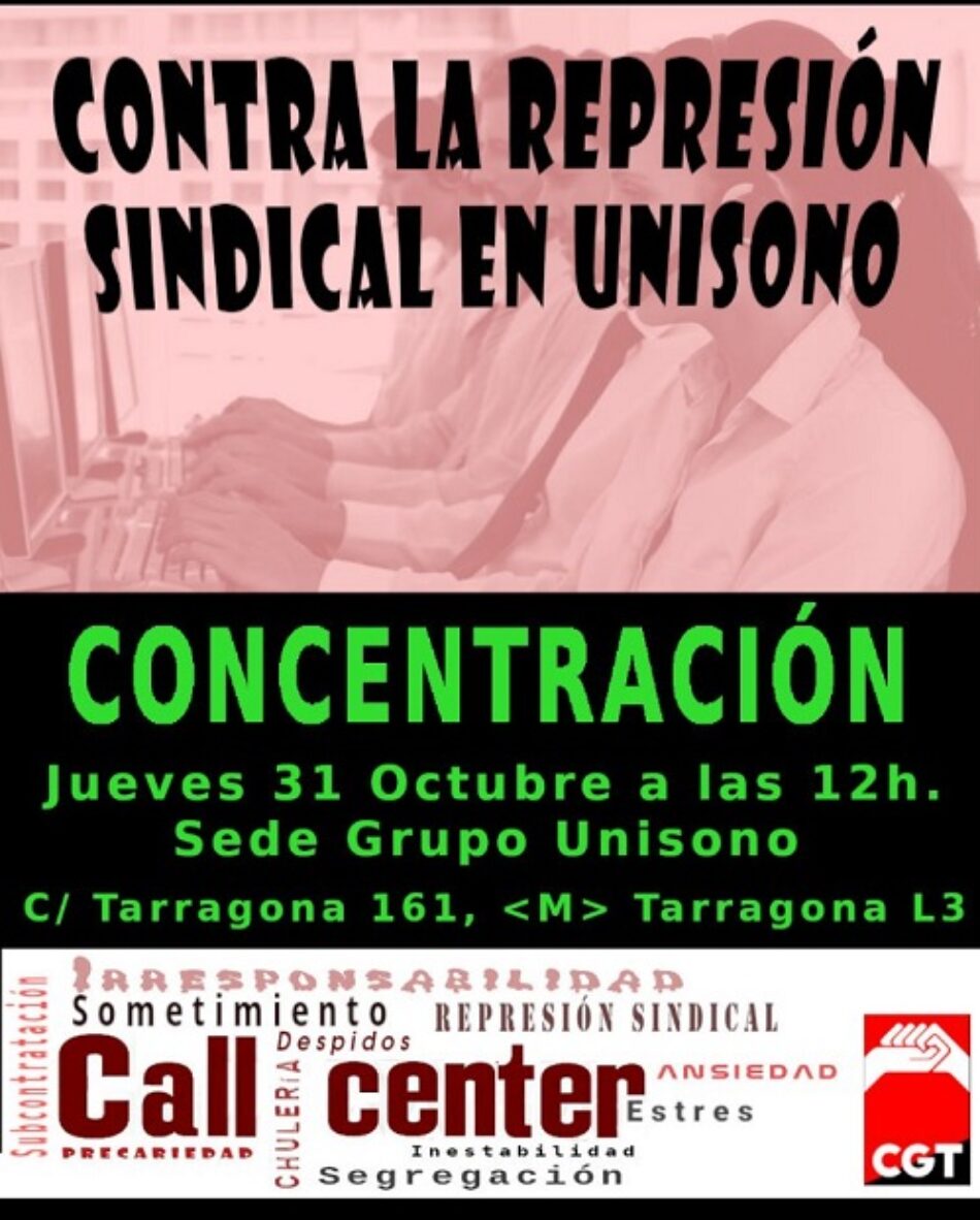 Paros en Unísono Barcelona ante la represión sindical contra la CGT