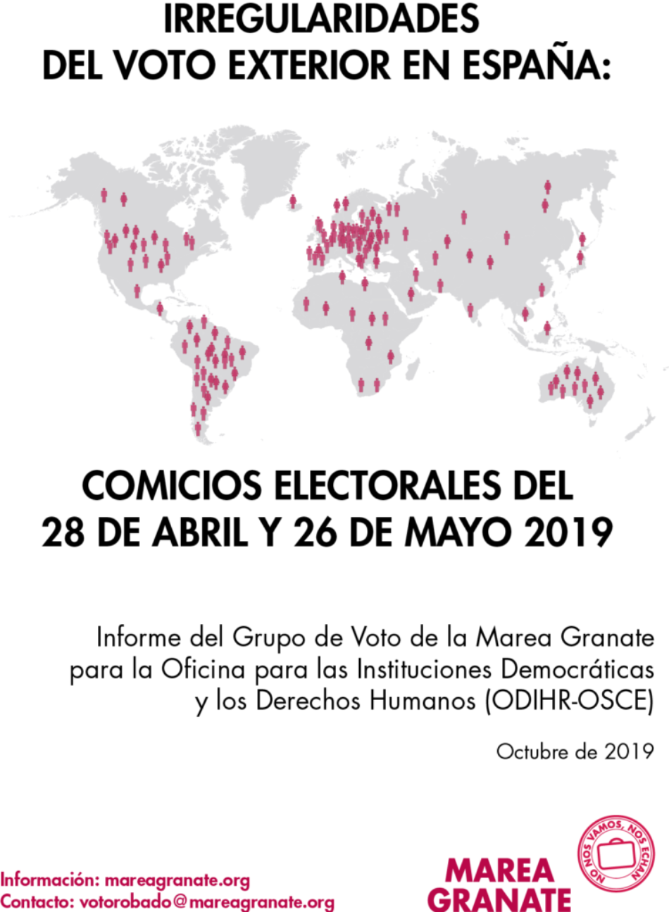 Marea Granate presenta a la OSCE el informe de denuncia de las irregularidades de los procesos electorales del 28A y el 26M