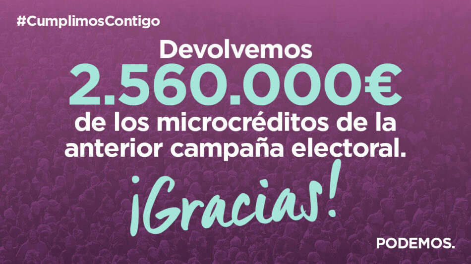 Podemos empieza a devolver los microcréditos de las campañas electorales de abril y mayo