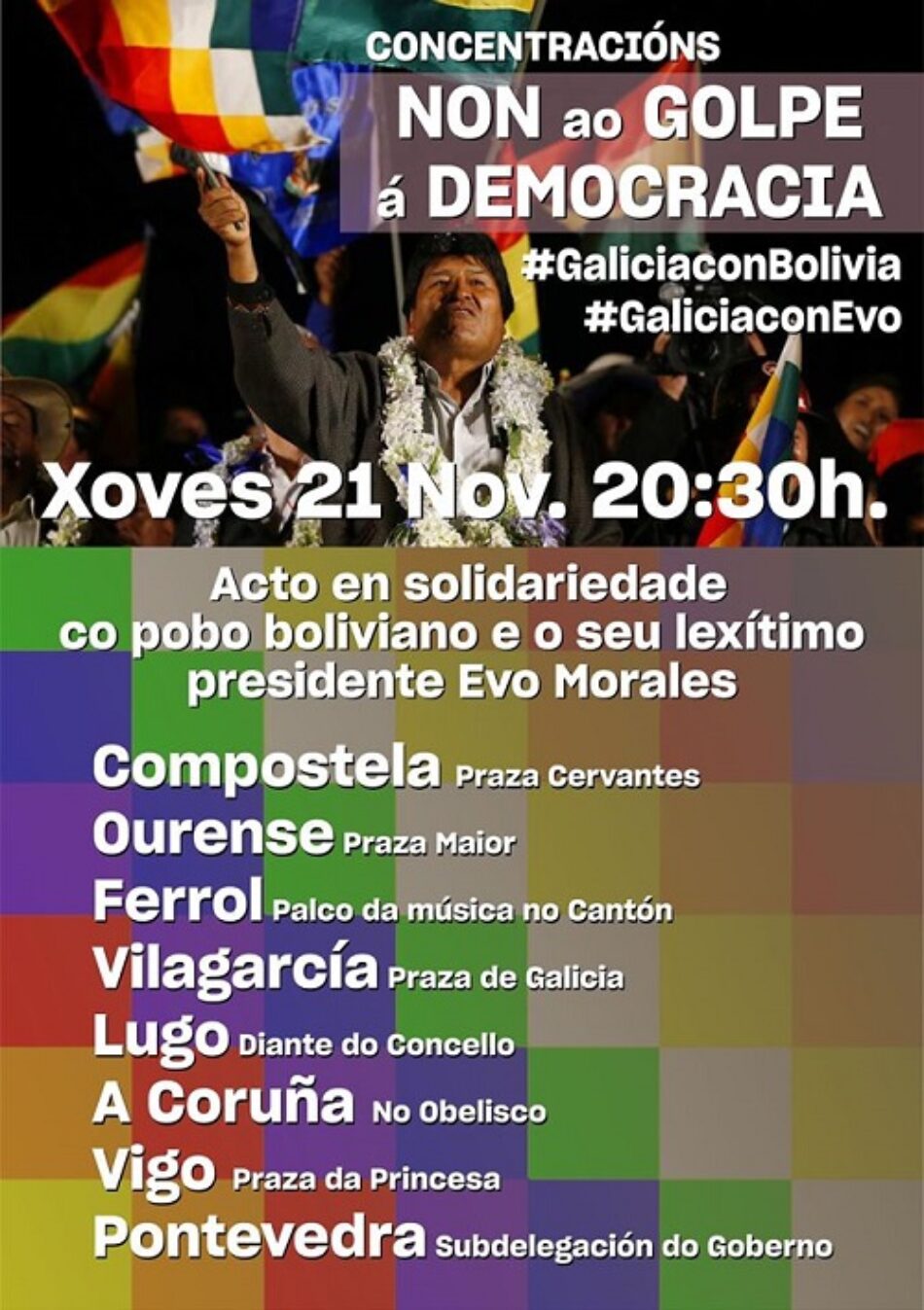 Esquerda Unida súmase e chama a participar nas mobilizacións contra o Golpe de Estado en Bolivia e de apoio ao pobo boliviano