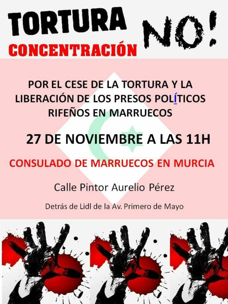 Concentración el 27N: «por el cese de la tortura y la liberación de los presos políticos rifeños en Marruecos»