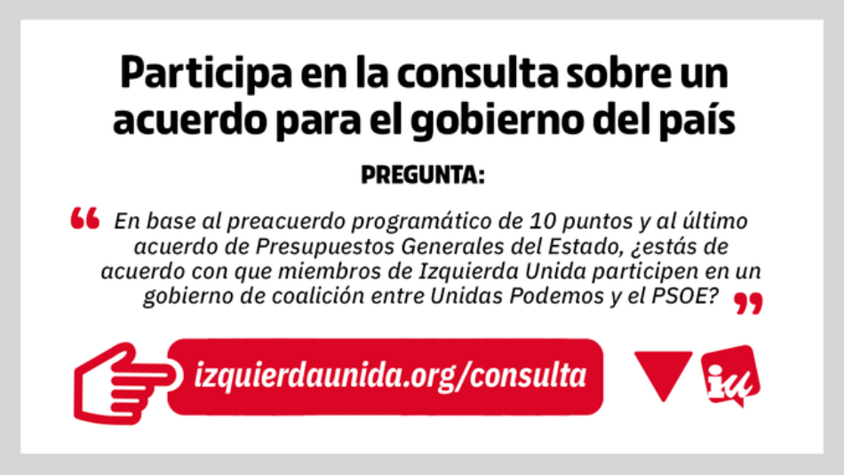 Las bases deciden desde hoy y hasta el domingo en un referéndum vinculante si miembros de Izquierda Unida deben participar en un Gobierno de coalición