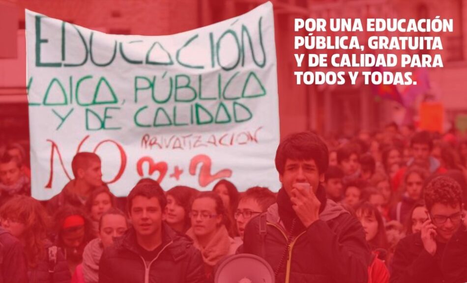 IU lleva a ayuntamientos y cámaras autonómicas una moción en ‘Defensa de la Educación Pública como garante del derecho universal a la educación en condiciones de igualdad’