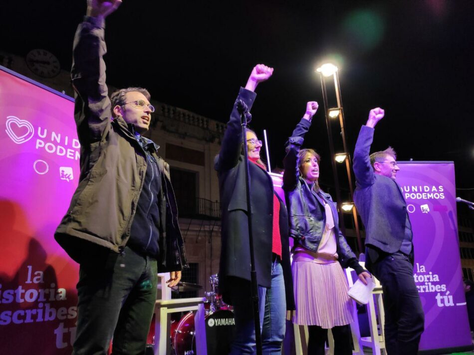 Valero pide el apoyo masivo a Unidas Podemos para evitar que la nueva crisis la paguen los trabajadores