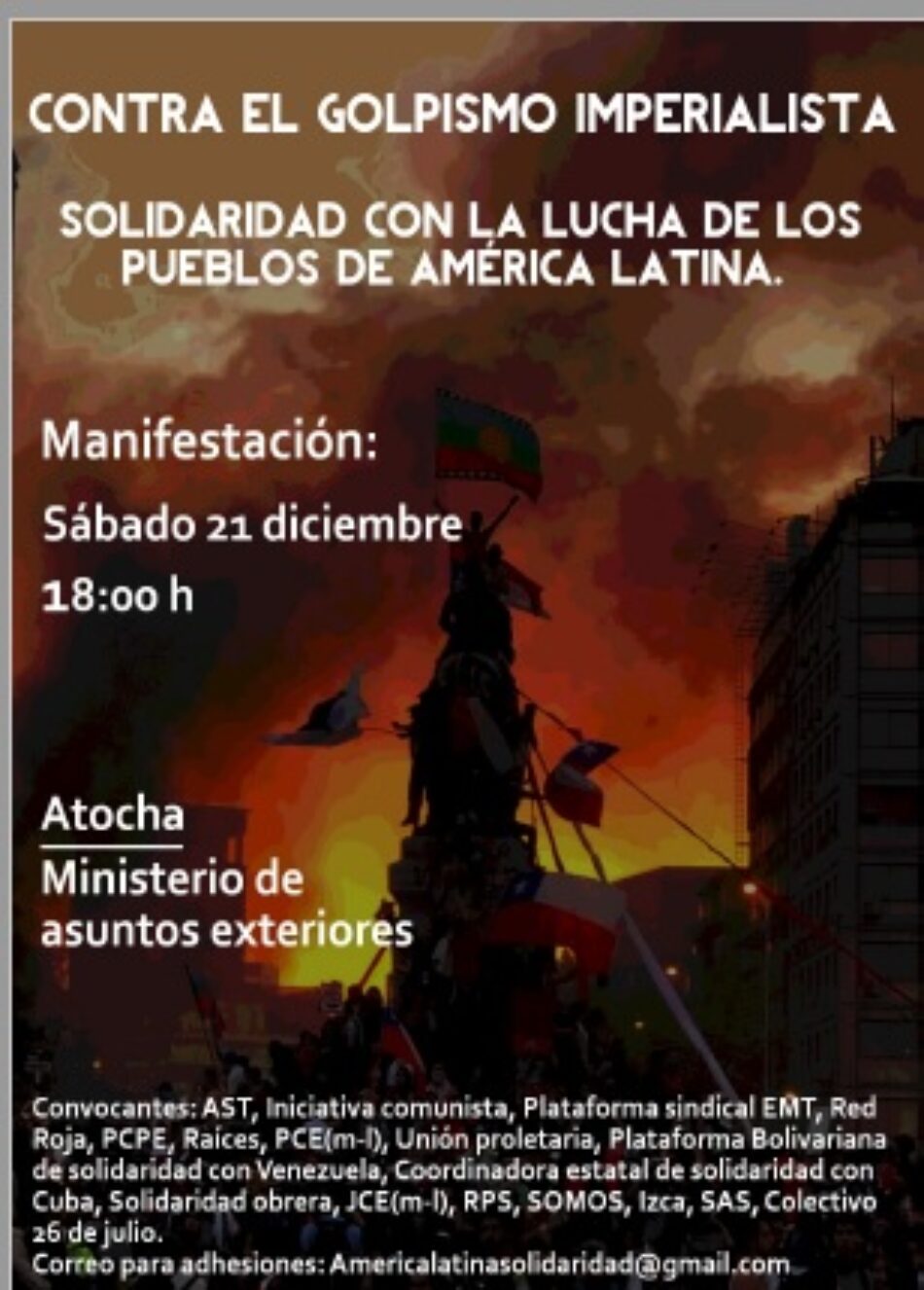 Manifestación 21D. Contra el golpismo en América Latina  Solidaridad con la lucha de los pueblos