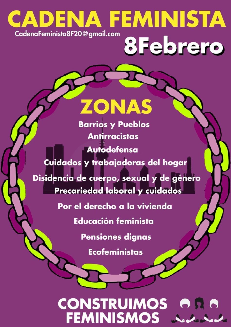 La Comisión 8M convoca una cadena feminista para rodear el centro de Madrid