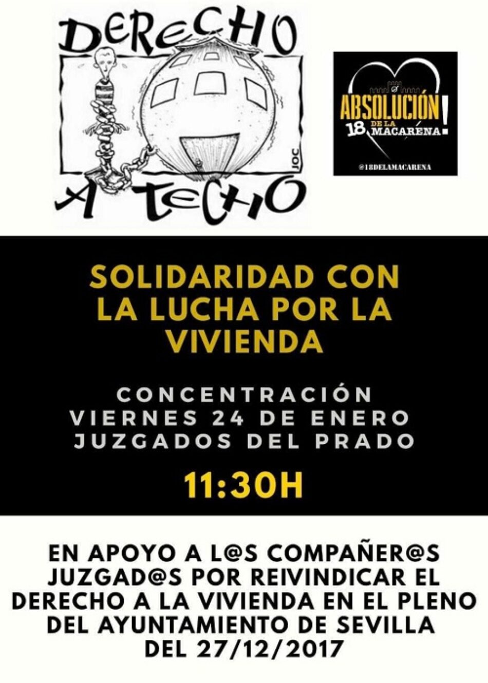 APDHA Sevilla exige la absolución para quienes demandaron el derecho a la vivienda en el pleno del ayuntamiento de Sevilla hace dos años