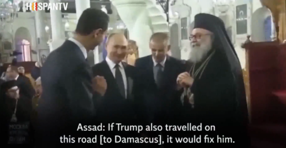 Al-Asad y Putin se mofan de Trump en iglesia de Damasco