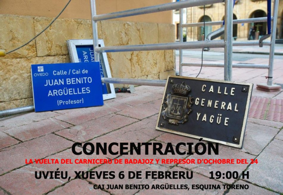 Concentración contra la reposición del callejero fascista en Oviedo