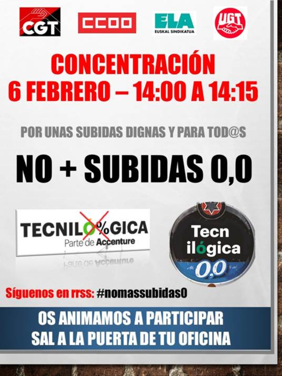 Los trabajadores de Tecnilógica / Accenture se concentrarán mañana por unas subidas salariales más justas