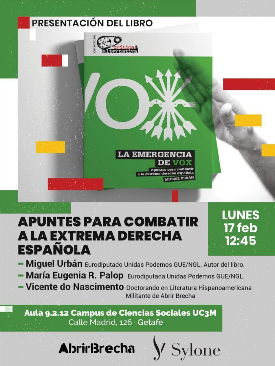 Acto de presentación de  «La emergencia de Vox. Apuntes para combatir a la extrema derecha», en la UC3M