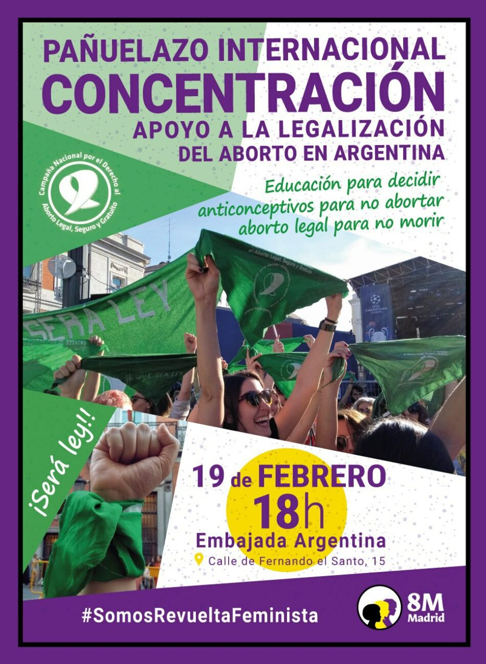 «Pañuelazo internacional»: Concentración en apoyo a la legalización del aborto en Argentina