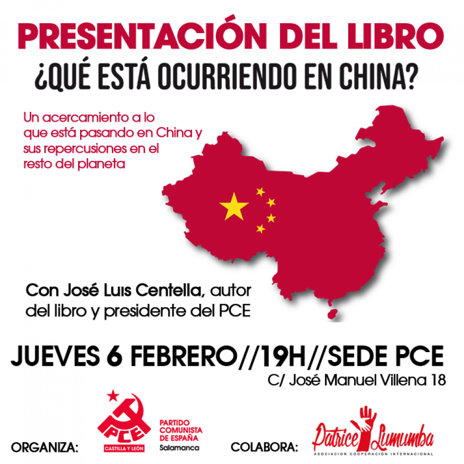 José Luis Centella presentará su libro el jueves 6 de febrero en la sede del PCE-Salamanca