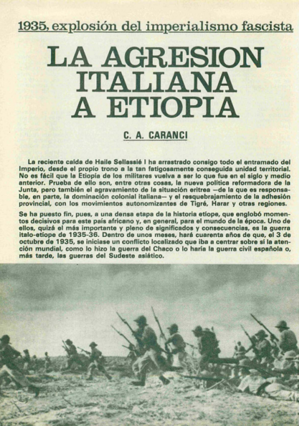 La vergonzosa invasión italiana de Etiopía (Breve introducción y noticia del día 9 de mayo de 1936)