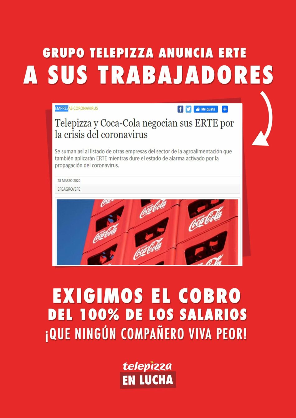 Telepizza y Coca-Cola alegan «causas productivas» para poner en marcha sendos ERTEs