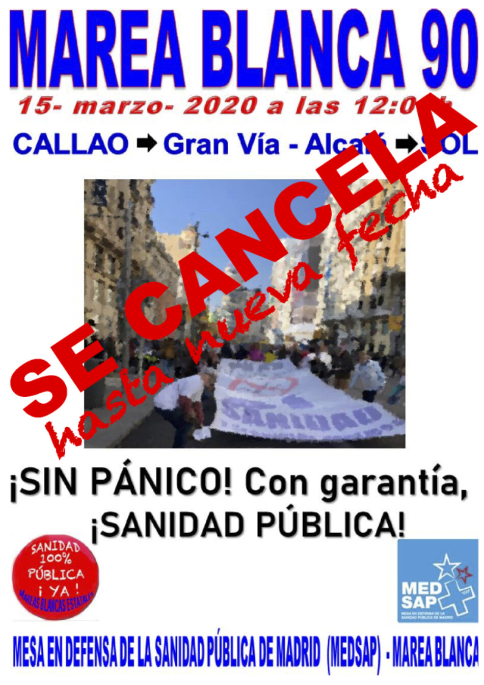 Mesa en Defensa de la Sanidad Pública de Madrid – Marea Blanca suspende la asamblea estatal de mareas blancas