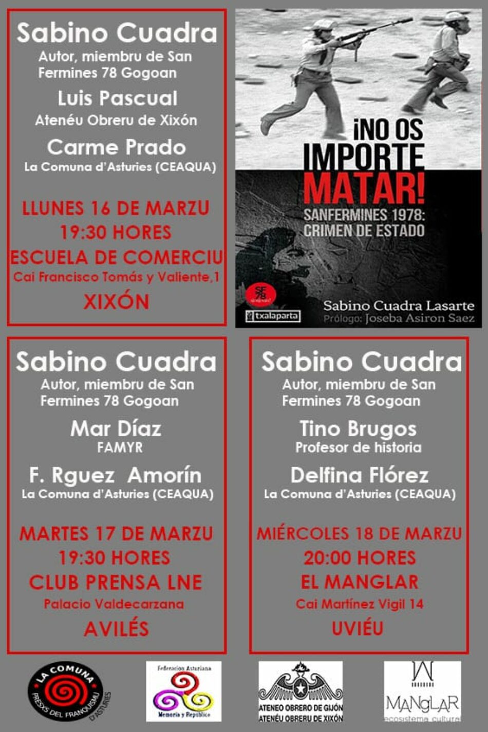 Presentación del llibru de Sabino Cuadra «¡No os importe matar!»