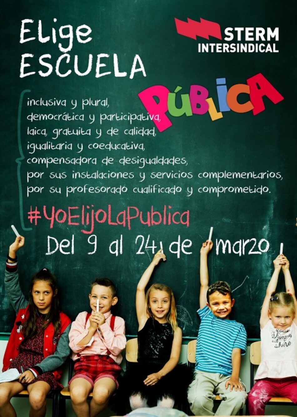 STERM lanza una campaña en defensa de la Escuela Pública ante el proceso de matriculación del alumnado para el nuevo curso