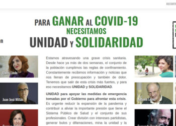 Recortes Cero lanza el «Manifiesto de Unidad y Solidaridad para vencer al Covid-19»