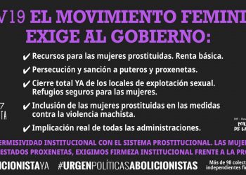 El Movimiento Feminista exige medidas a favor de las mujeres prostituidas durante la pandemia por COVID-19