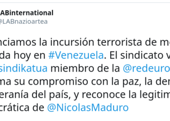 Sindicato vasco LAB denuncia la incursión terrorista de mercenarios en Venezuela