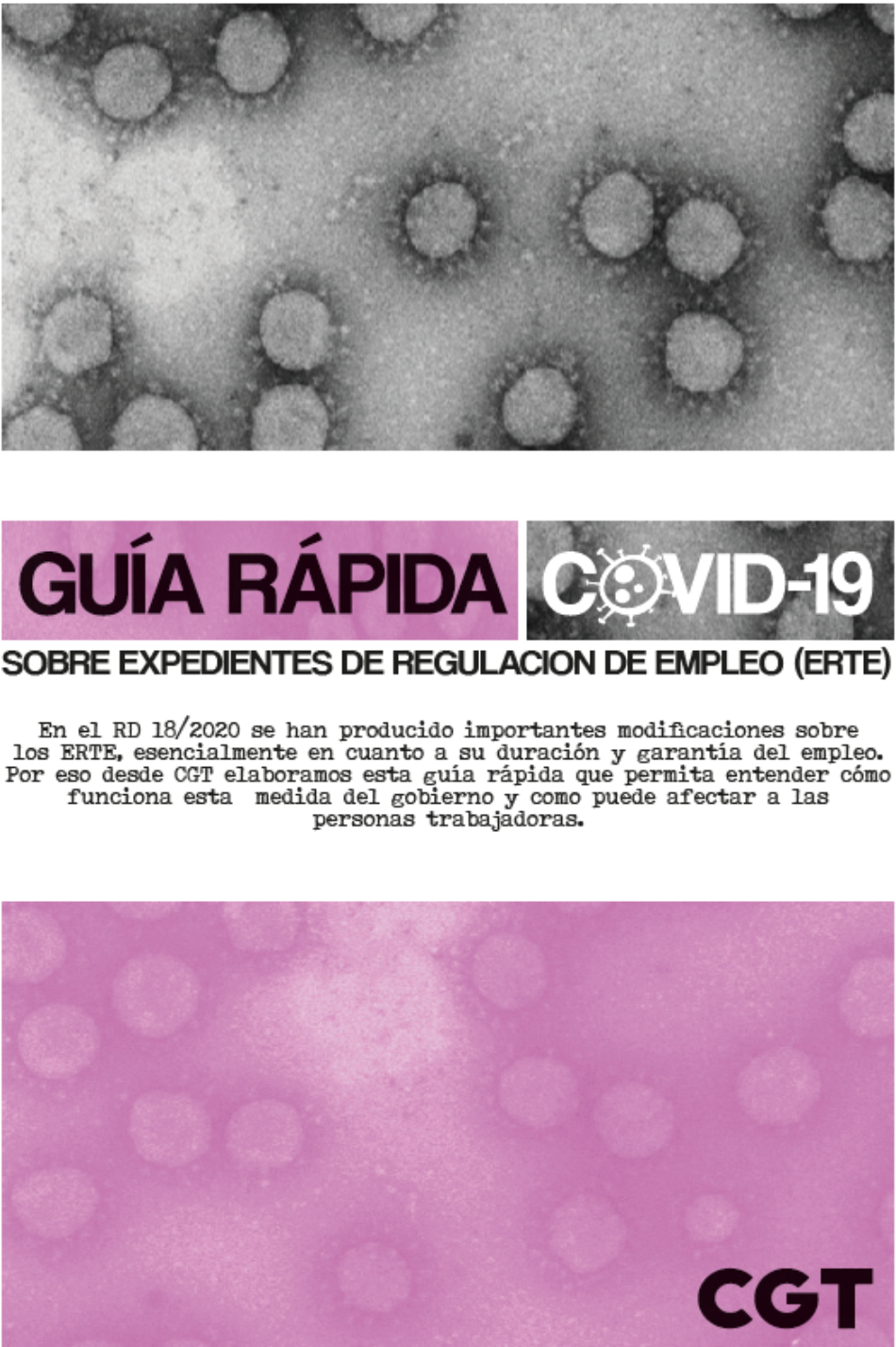 CGT ha editado la Guía rápida COVID-19 sobre los ERTE