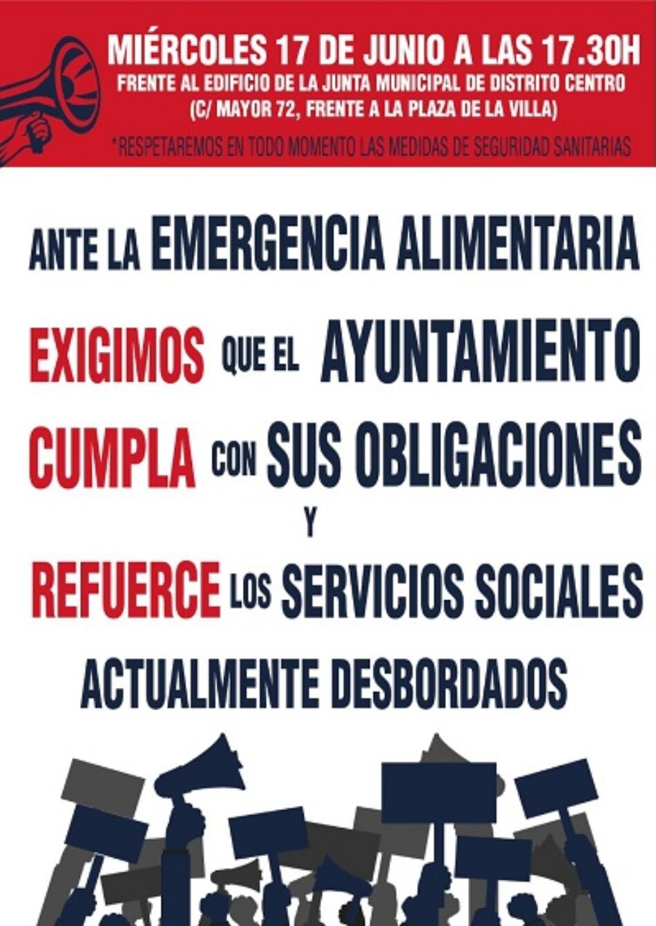 Reclaman a la Junta de Centro de Madrid que refuerza los Servicios Sociales para poder hacer frente a la emergencia alimentaria