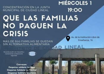 Las redes vecinales de Ciudad Lineal en Madrid piden a la Junta de Distrito que se haga cargo de las familias a las que ayudan con alimentos